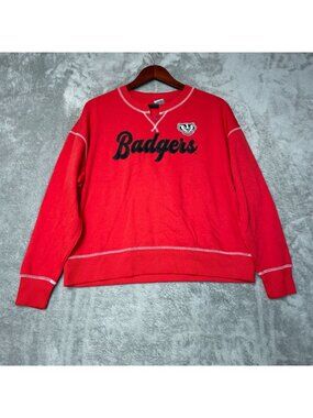 Wisconsin Women's L Badgers Red Sweatshirt CSA College Apparel 60% Cotton d1737